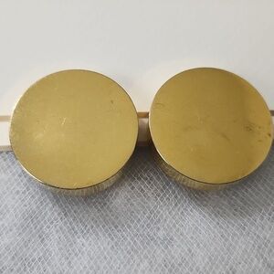 Vintage Gold Tone Round Button Clip-On Statement Earrings